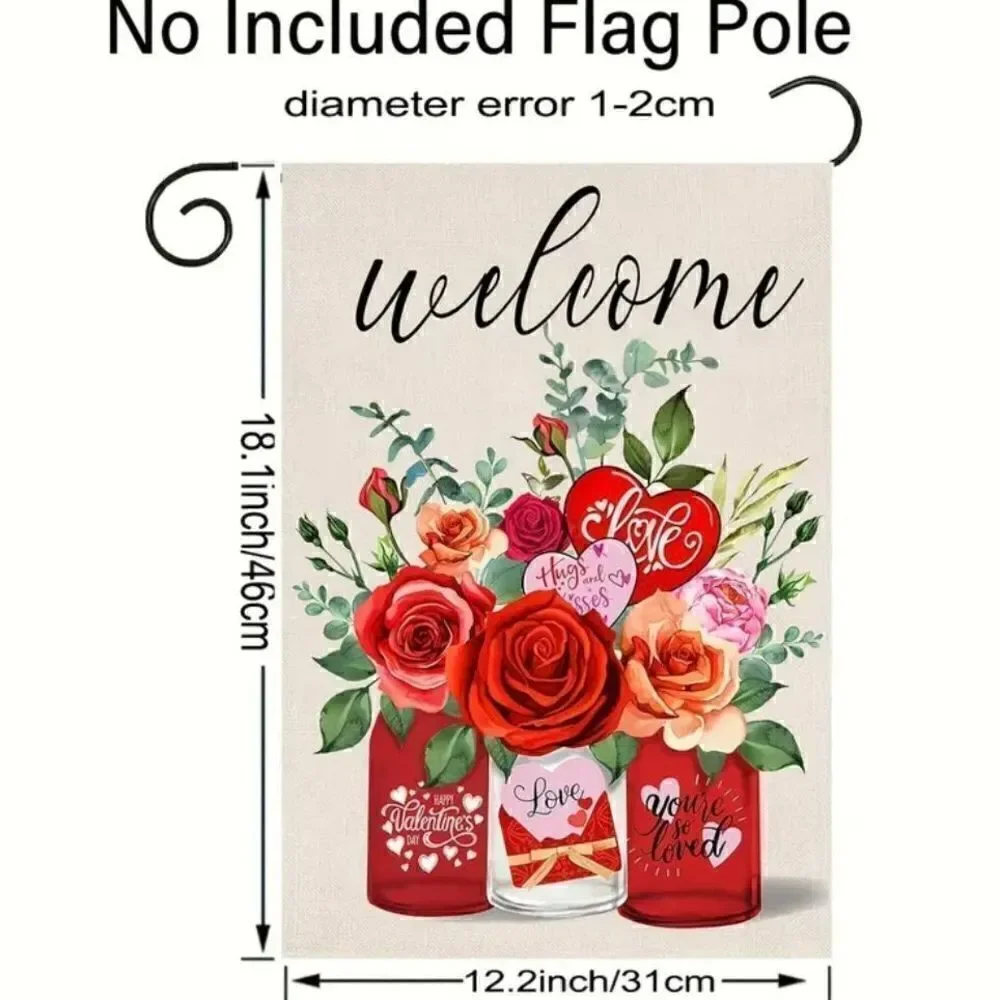 Happy Valentine Welcome Garden Flag Double Sided With Heart Farmhouse New Decor